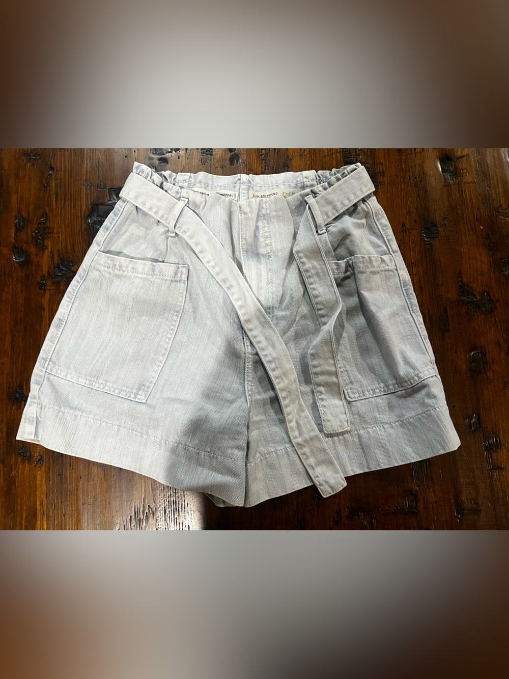 Anthropologie Light Gray Paperbag Waist Cotton Shorts